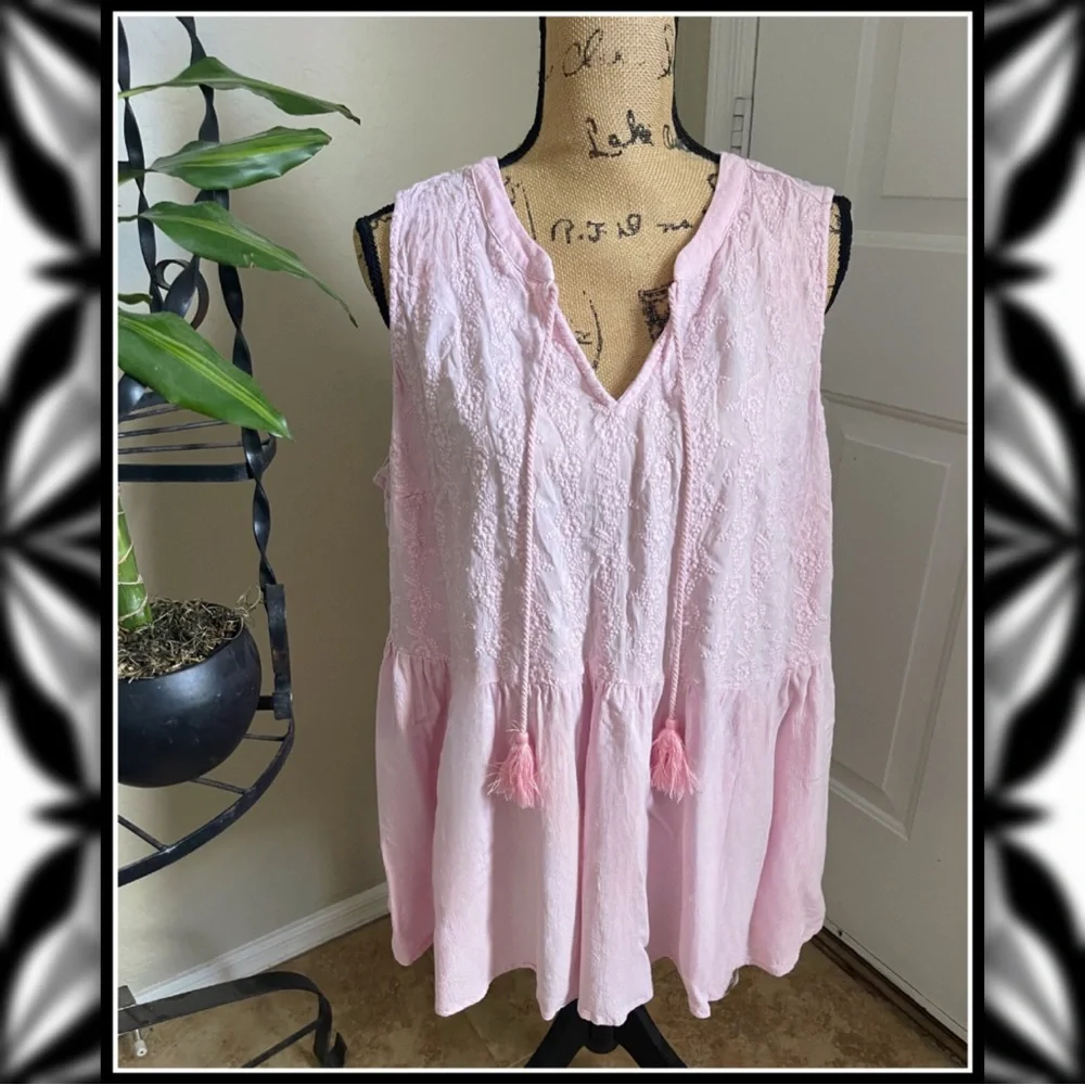 TORRID Rayon Slub Embroidered Tie Front Tank #Tslub-484r - Picture 4 of 8